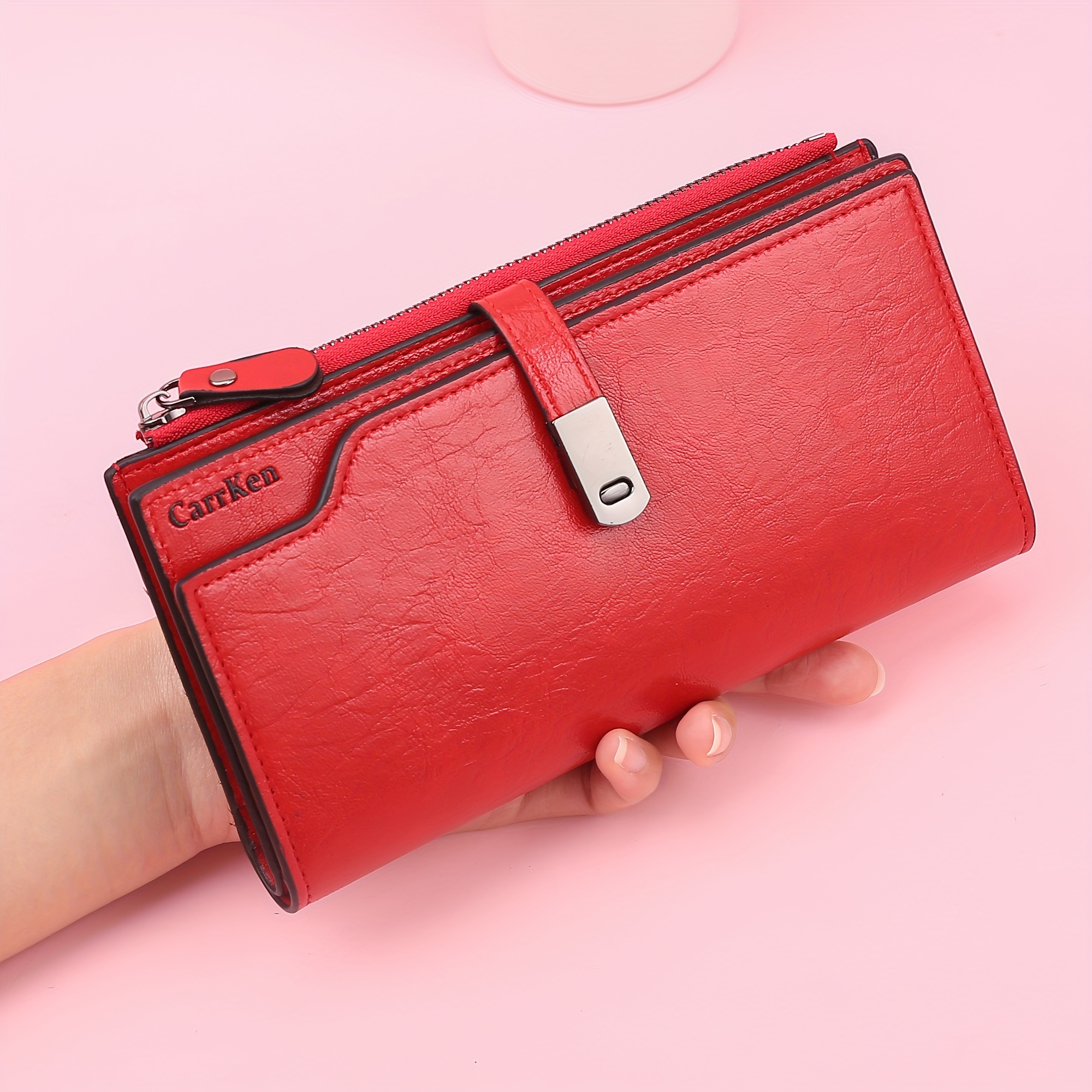 Chic Women's Long Wallet With Closure - Multi-functional, Design With Multiple Card Slots & Zippered Coin Purse, Document Wallet, Fashion