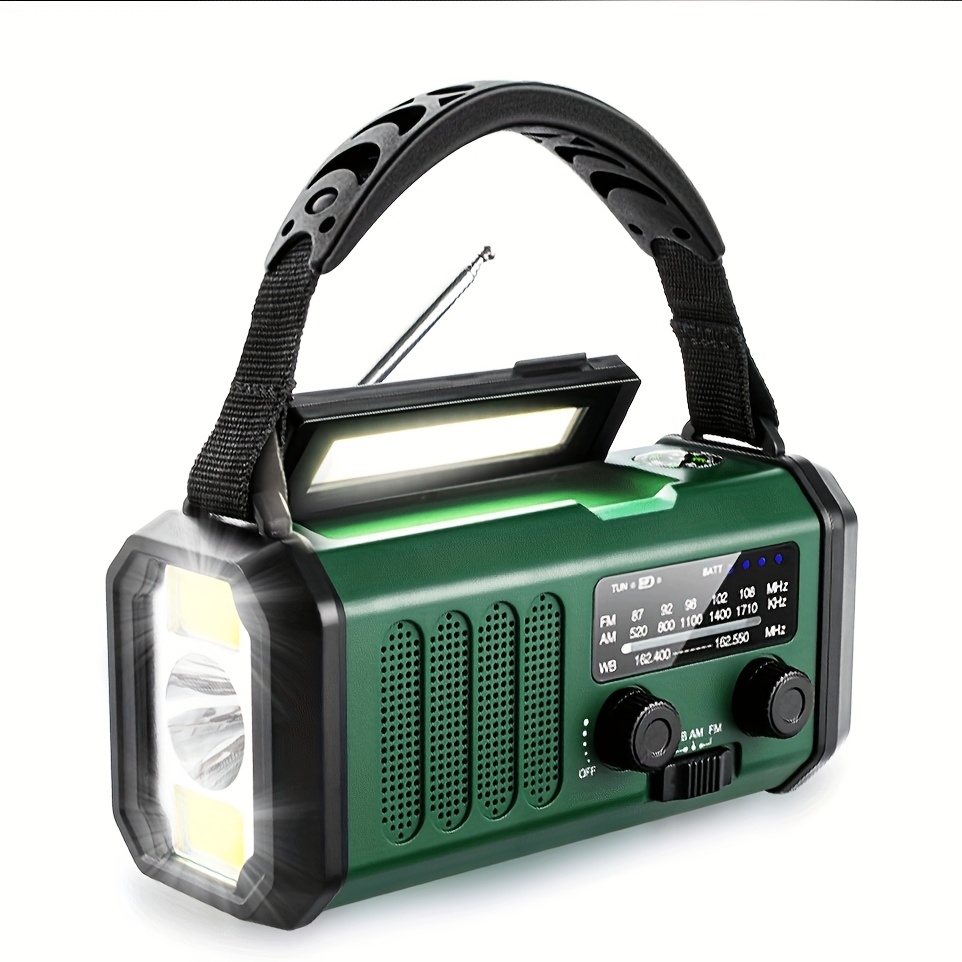 emergency radio solar hand crank powered am fm weather charging 10000mah polymer battery flashlight reading lamp sos alarm phone charger for emergencies details 8