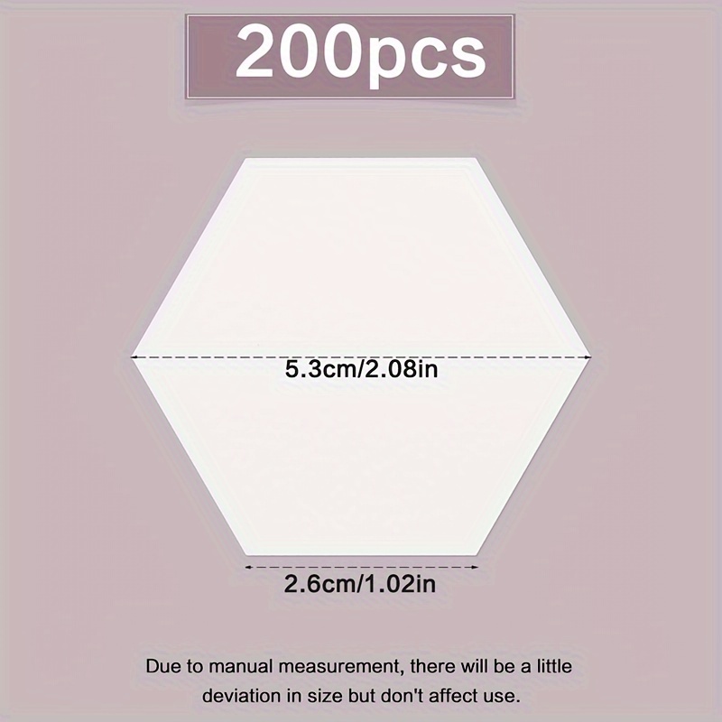 E-shop 100/200 Stück Papiersticken, Sechseckige Papiersticken Vorlage, 1 Zoll Sticken Vorlage, Quilt Vorlage zum Quilten, Patchwork Nähhandwerk oder
