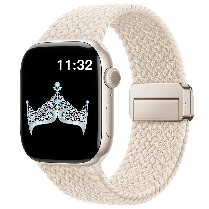 E-shop Geflochtenes, dehnbares Armband mit Magnetschnalle, kompatibel mit Apple Watch Armbändern für Damen 38mm 40mm 41mm 42mm 44mm 45mm 46mm 49mm