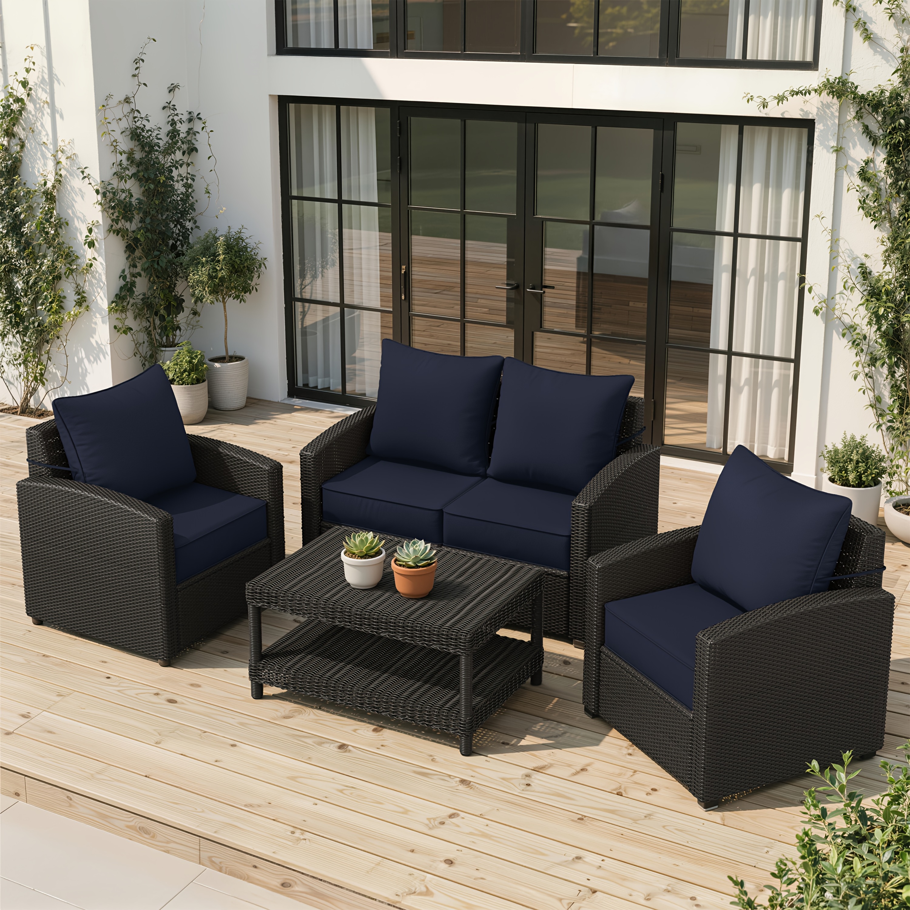 Outdoor Cushion Set of 1pc/2pcs/4pcs/6pcs - Thick 35D High-Density Foam Cushions Measuring 24*24*6.5 Inches, Featuring Quick Rebound, High Durability, And Easy Cleaning, Suitable for Outdoor Furniture Like Sofas And Patio Chairs