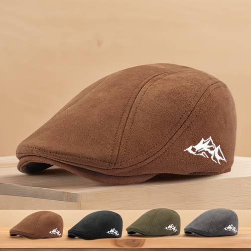 simple plain cap mens classic beret hat spring autumn british style duckbill cap vintage cap