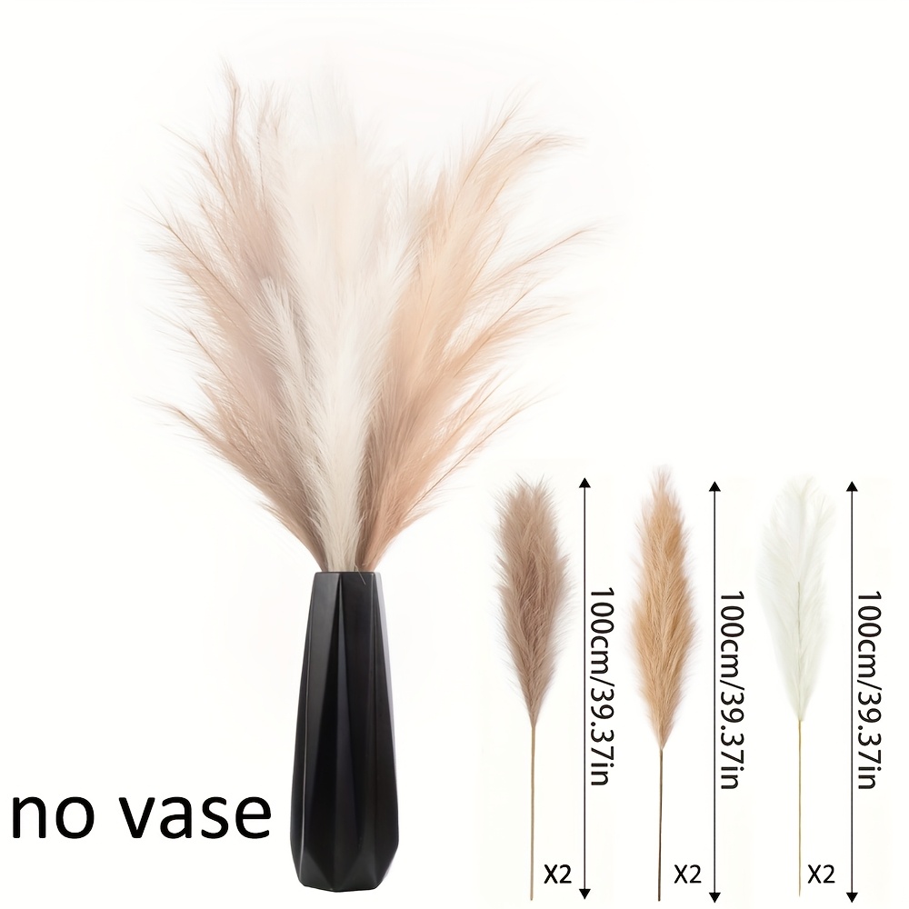 E-shop 6 Stück - 39,37 Zoll Künstliches Hoch Pampasgras Riedgras Flauschige Fake Blumen für Vasen Dekoration Hochzeitsfeier Deko Böhmischer Bouquet -