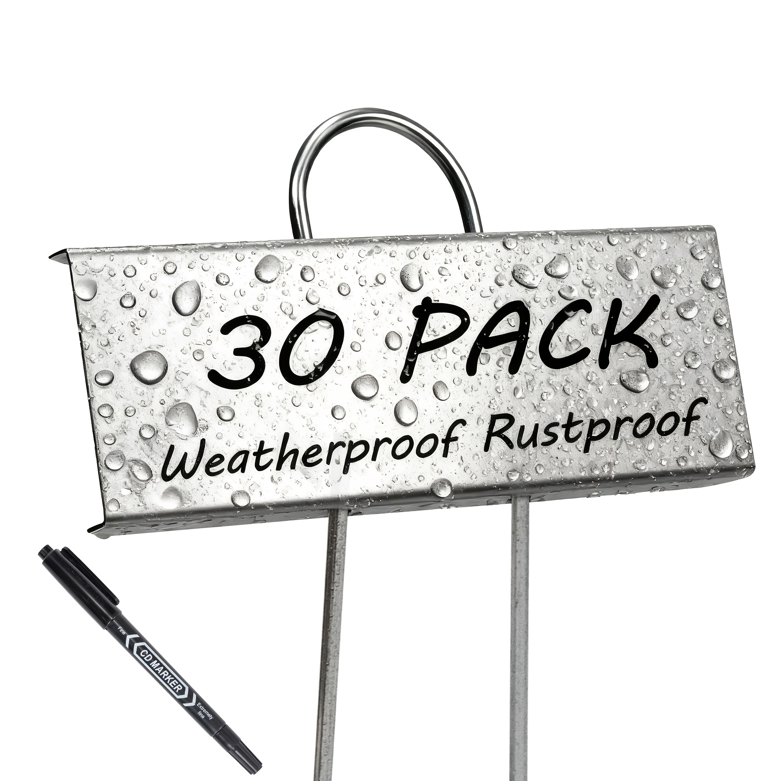 Image of Bamworld 30pcs Metal Plant Labels With Pen, Weatherproof Tags For Labeling Gardens And Raised Beds, Reusable Plant Markers For Indoor And Outdoor Use