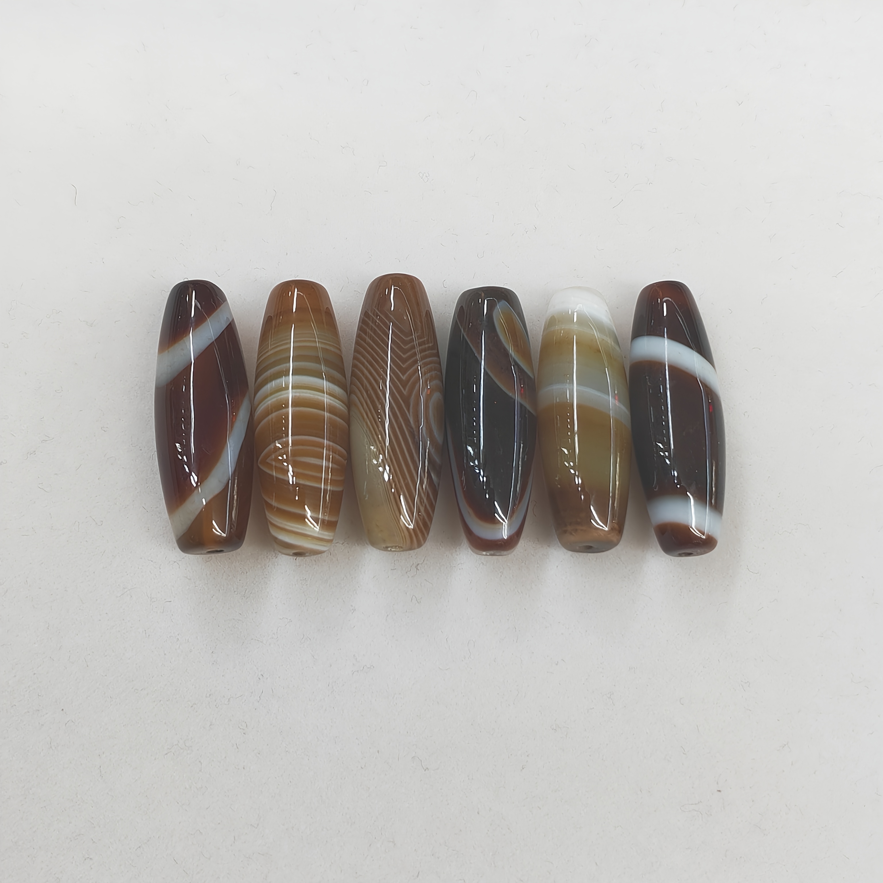 6pcs Agate Bead Strand With Wire Wrapping - Exquisite Seed Bead Loose Beads For Making, Craft Materials For Bracelets And Necklaces