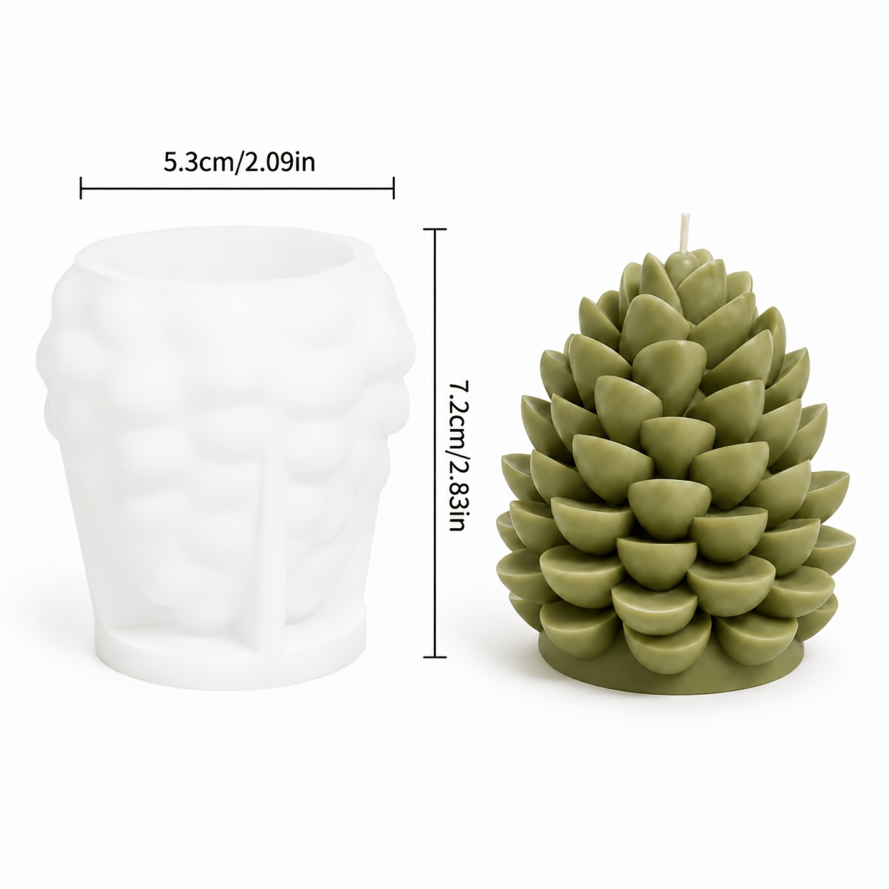 TEMU Moule en silicone résine, moule à bougie de pin en couches 3D, matériau en silicone flexible pour moulage multiple, compatible avec la résine