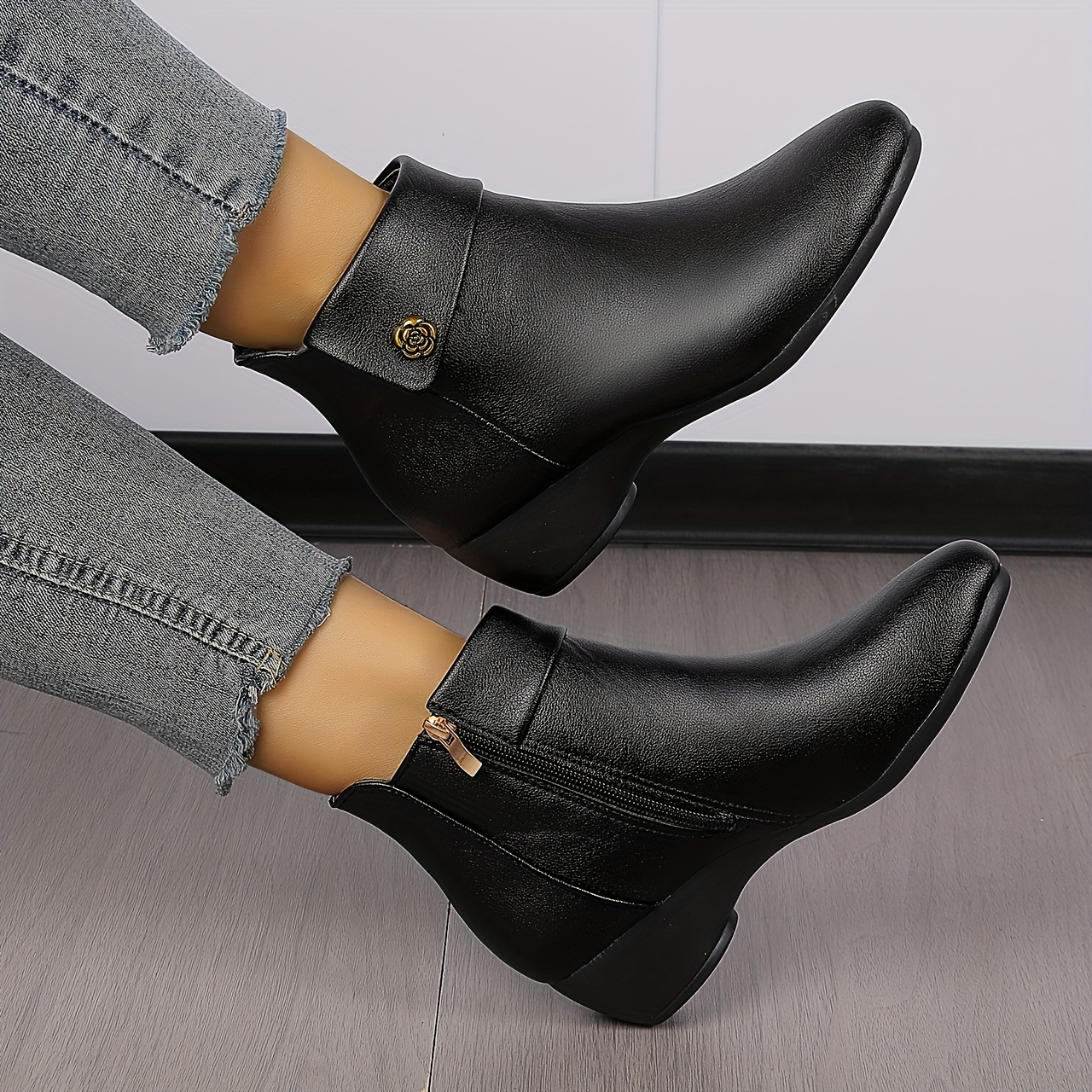 women's leather dress boots low heel Slouchy Ankle – Pull-On Booties With Soft Genuine Leather & Relaxed Fit Women's Slouchy Ankle Boots flat heel ankle boots