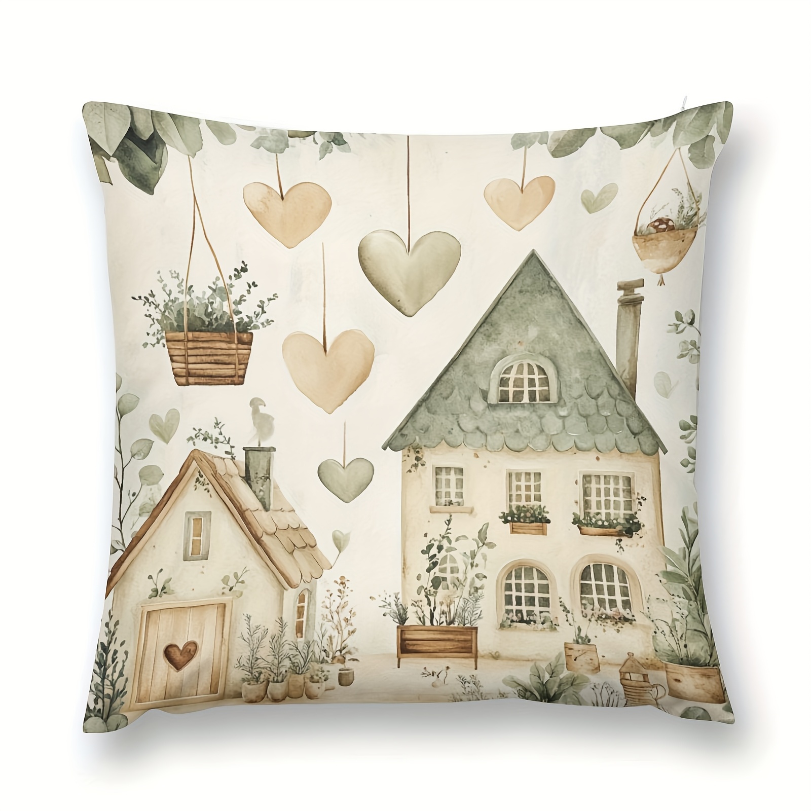 TEMU Vintage Cottage Elegante - Realizzata in Peluche Corto, con Chiusura a Cerniera, Lavabile in Lavatrice - Perfetta per Decorare Cuscini in Camera