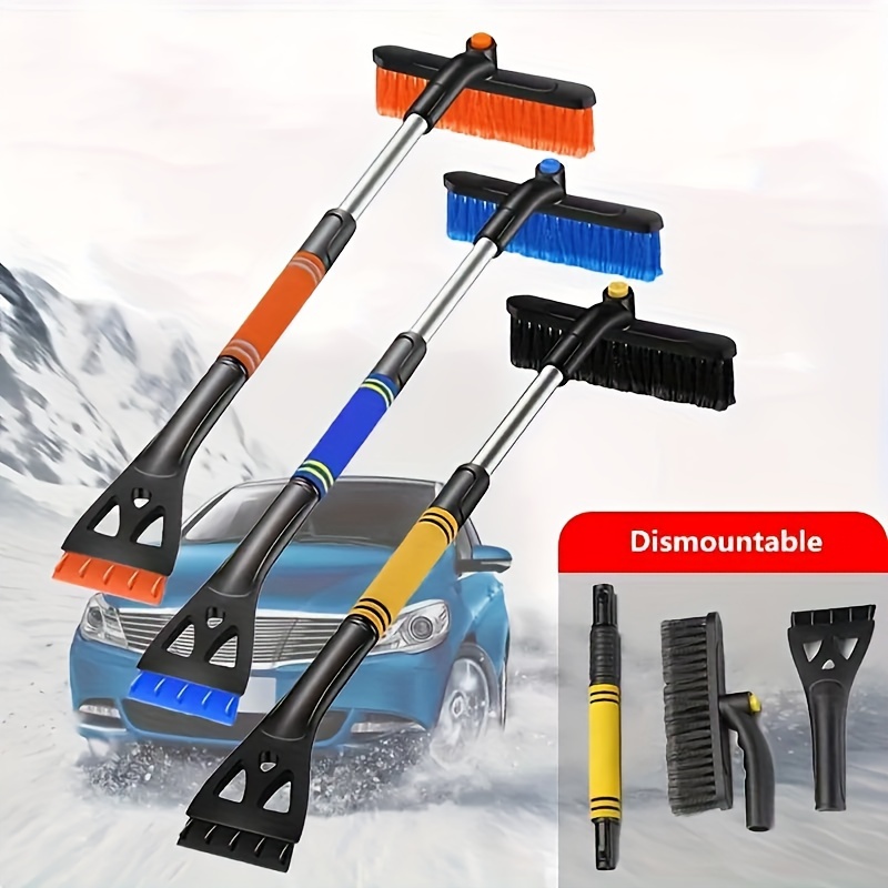 

3-in-1 Retractable Snow Shovel With Ice Scraper, Pvc Material, Uncharged, Multi-functional Winter Car Tool