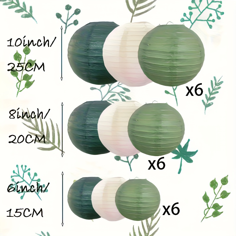 Image of 18pcs Sage Paper Lantern Decoration Set, Suitable For Weddings, Wedding Parties, Birthdays, Anniversaries, Graduations - Frameless, No Electricity Required, Feather-free, Paper Lantern Decorations