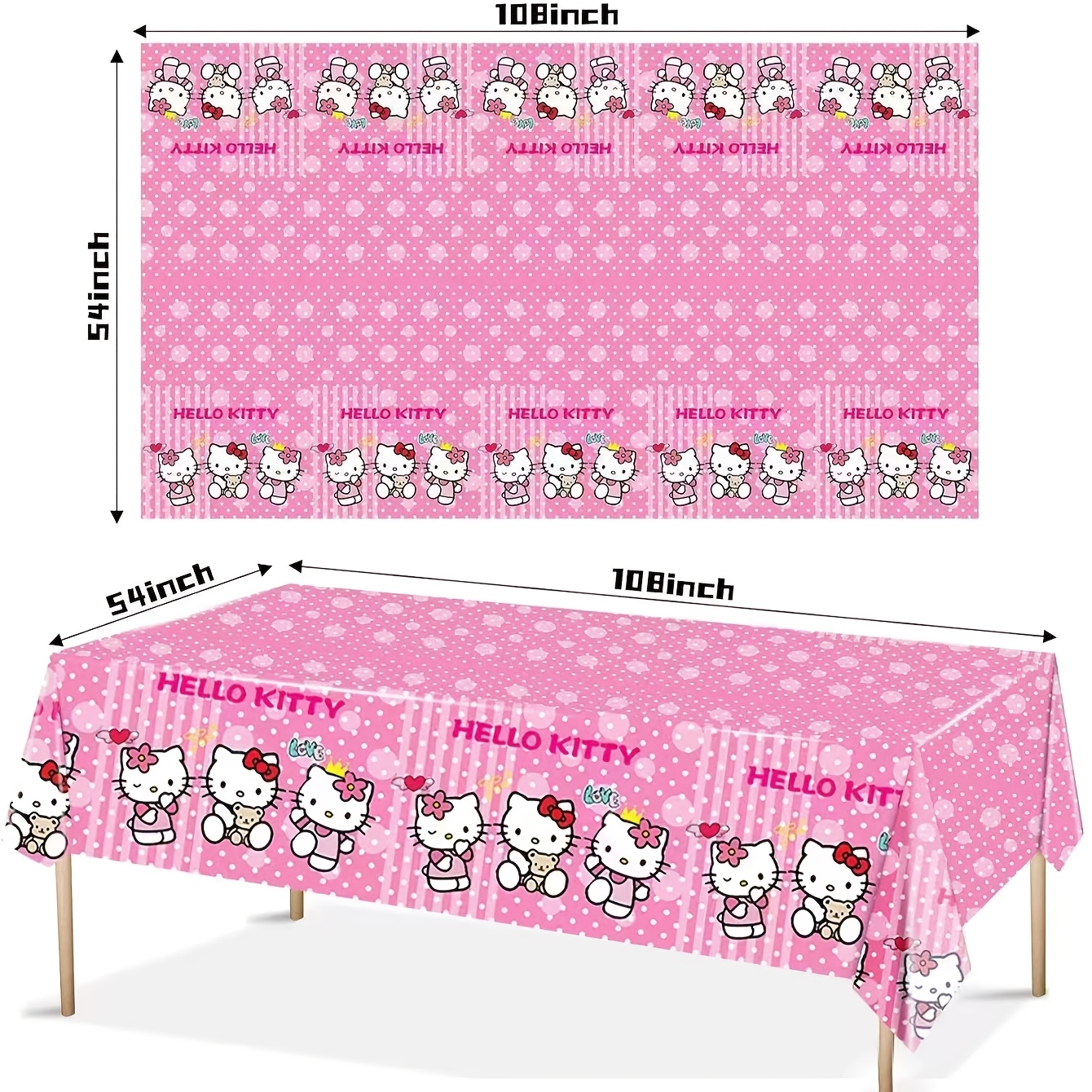 

Sanrio Hello Kitty Pink Floral Disposable Pvc Tablecloth, 10x5ft Cartoon Pattern, Machine Made Plastic Table Cover For Birthday, Anniversary, Graduation, Parties, All , No Electricity Needed