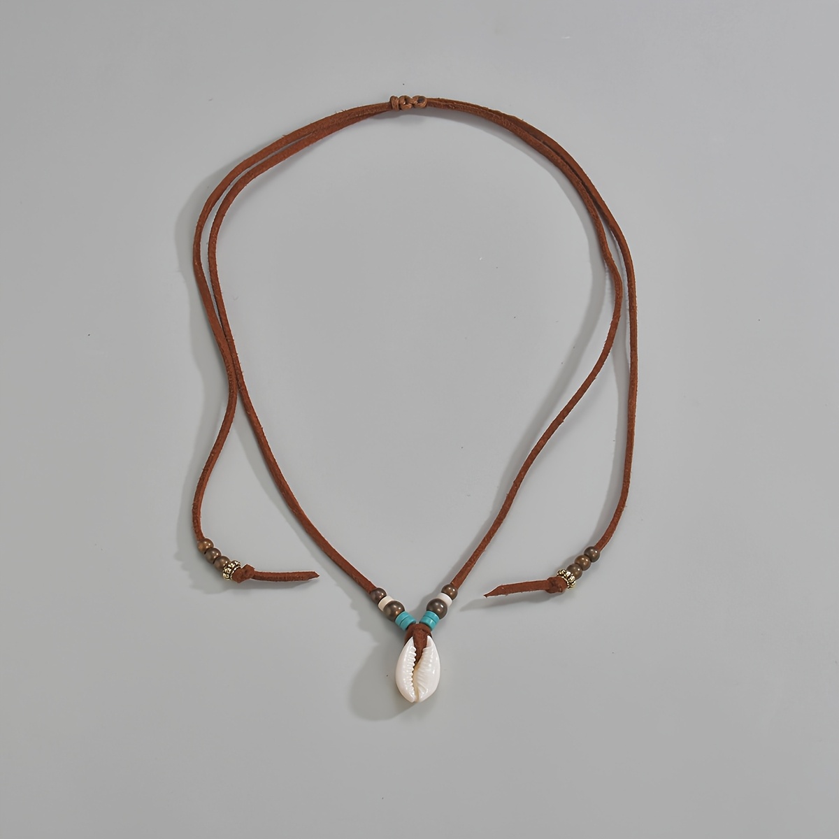 Bohemian Folk Style Shell Beaded Woven Necklace, Adjustable