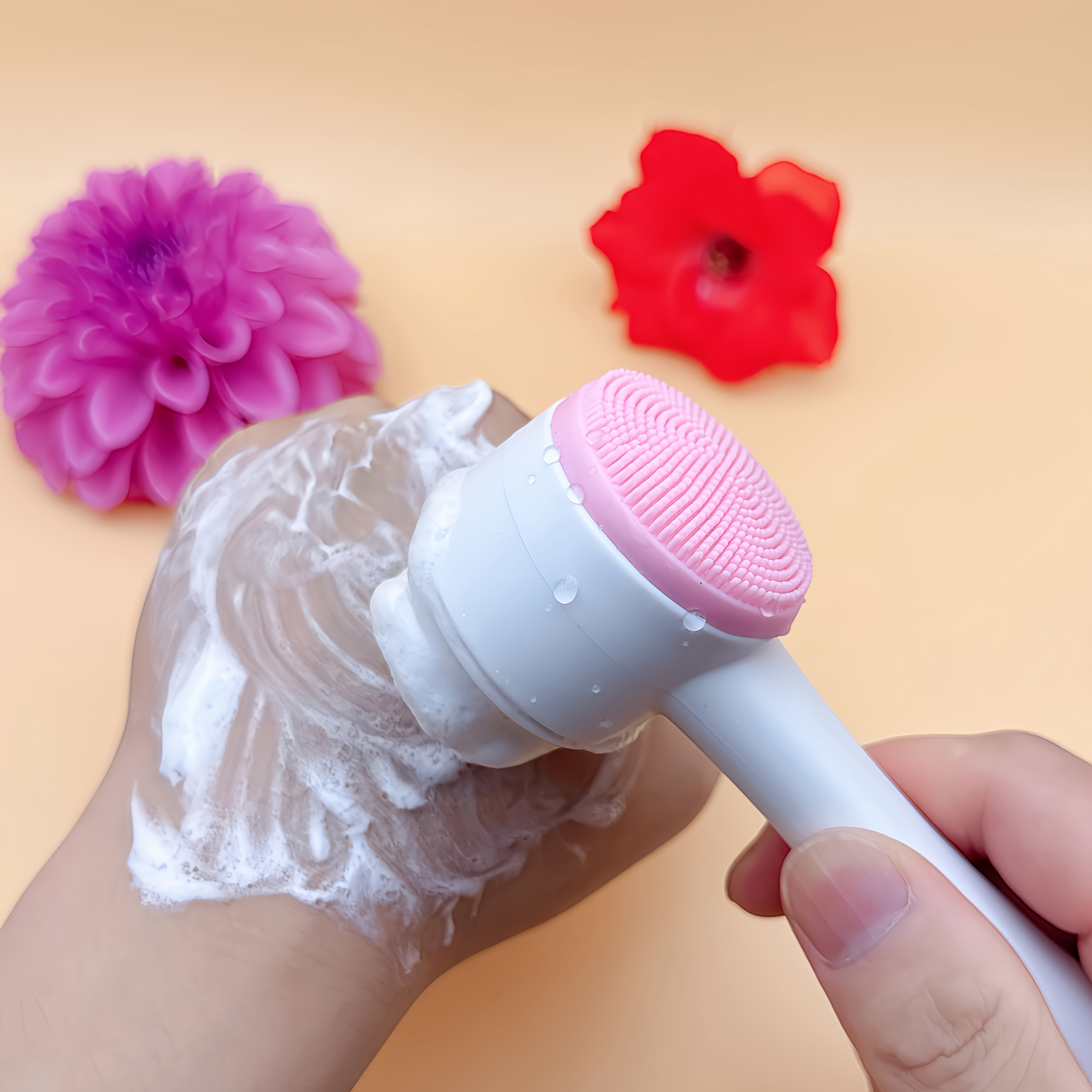 3D Facial Cleansing Brush with Dual Sides, Handheld Exfoliating Scrubber for The Face, Ideal for And Massage, Featuring Soft Hair And Cleanser