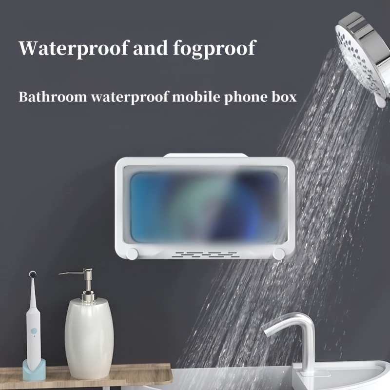 Dust Shower Phone Holder Waterproof Wall Mount Bathroom Case - Temu Canada