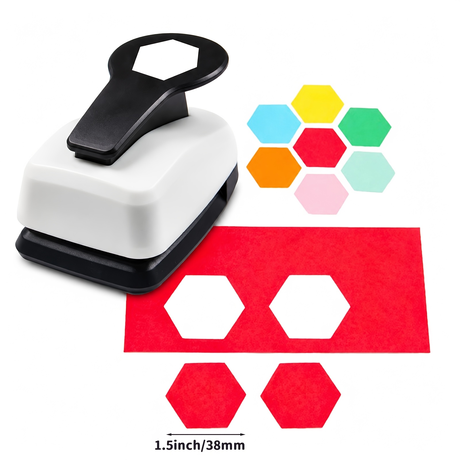 TEMU 1pc Hexagon/square/triangle Paper Hole Puncher Cutter Tool Extra Large 2 Inch 50mm 1.5 Inch 38mm 1 Inch 25mm Shapes For Paper Crafts For