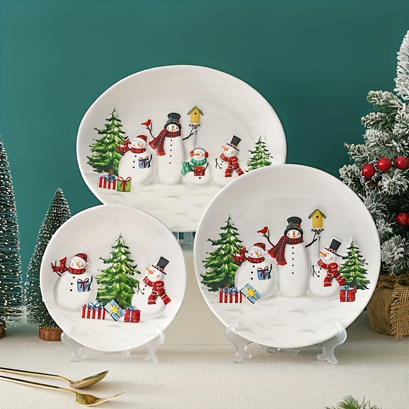 Snowman Ceramic Dinner Plate Nordic Style
