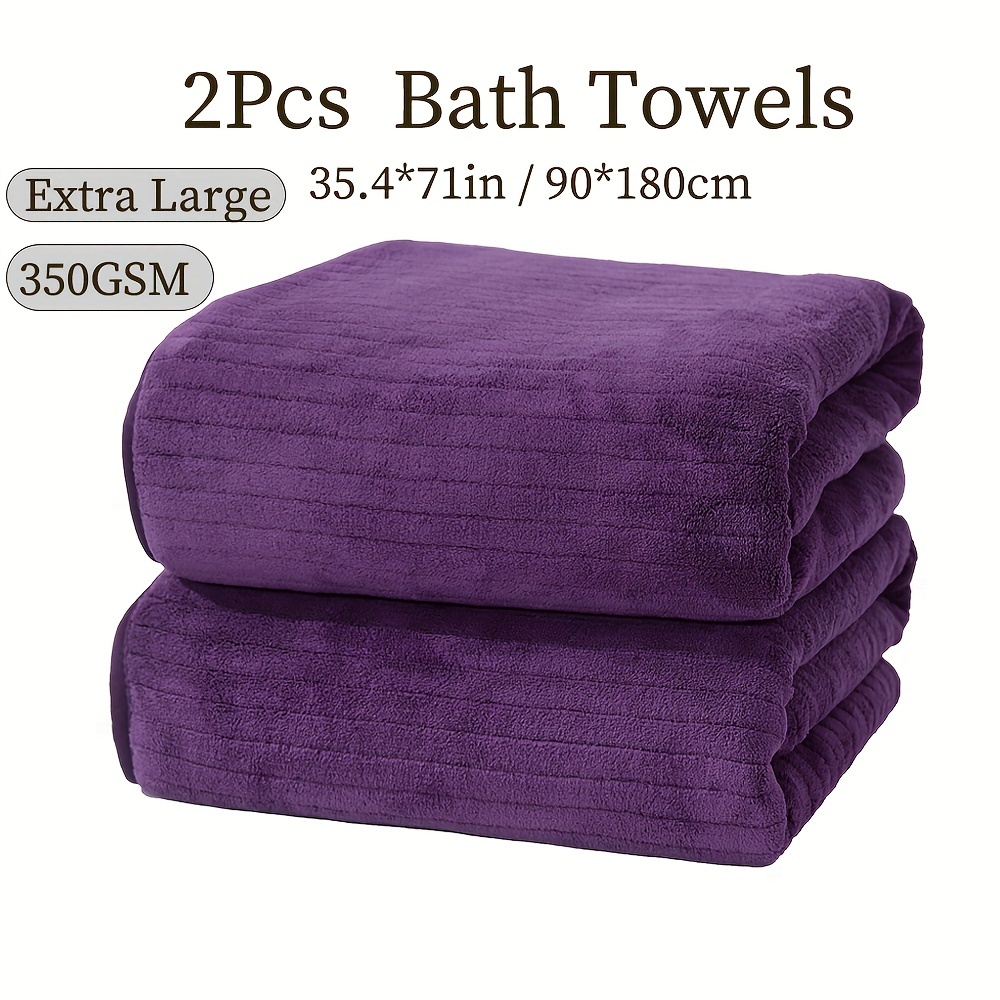 2pcs Extra Large Bath Towel Set (35.4*71in/90*180cm), 350GSM microfiber material is soft and comfortable, good absorbent, suitable for shower, fitness, hotel, sauna (multi-color optional)
