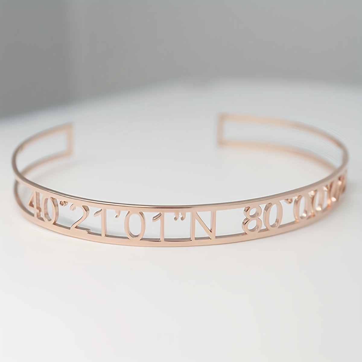 Personalized Open Bangle, Custom Coordinates Bracelet