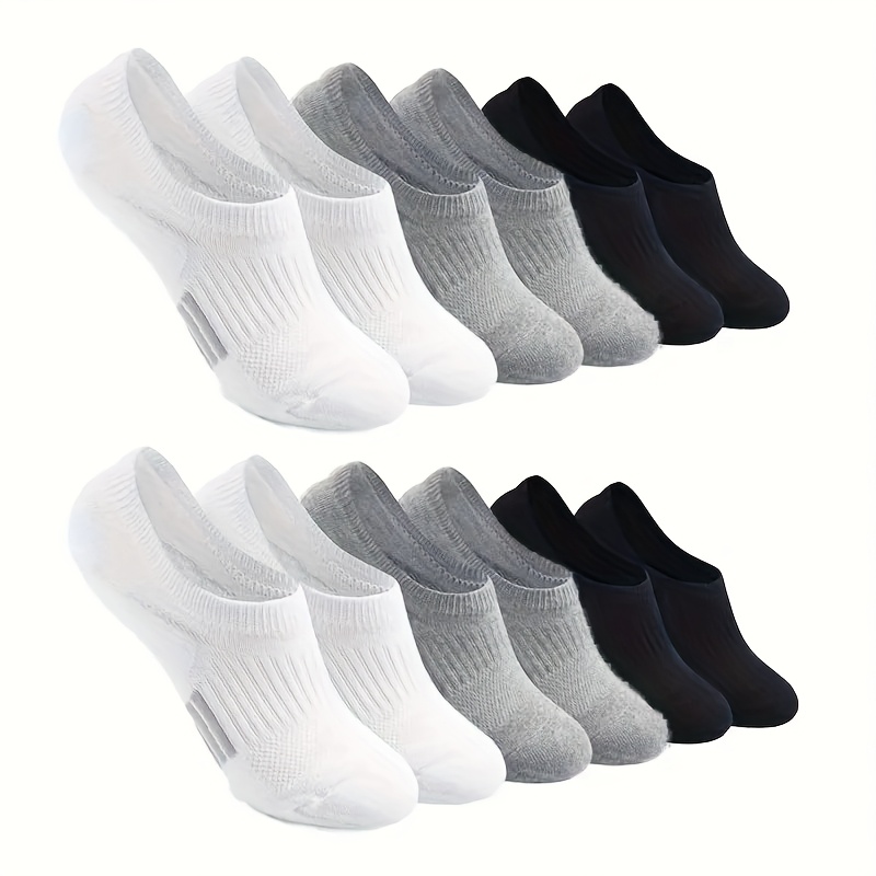 TEMU 6-pack Women's Lightweight Breathable No-show Ankle Socks - Minimalist Elegant Design For Casual & Office Wear, /grey Options,