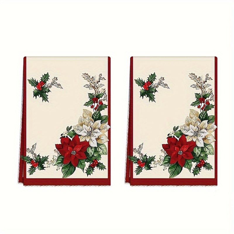 

2pcs Christmas Towels - & , Polyester Dish Cloths For Decor, , Rectangular Towel Set, For & Restaurant Use