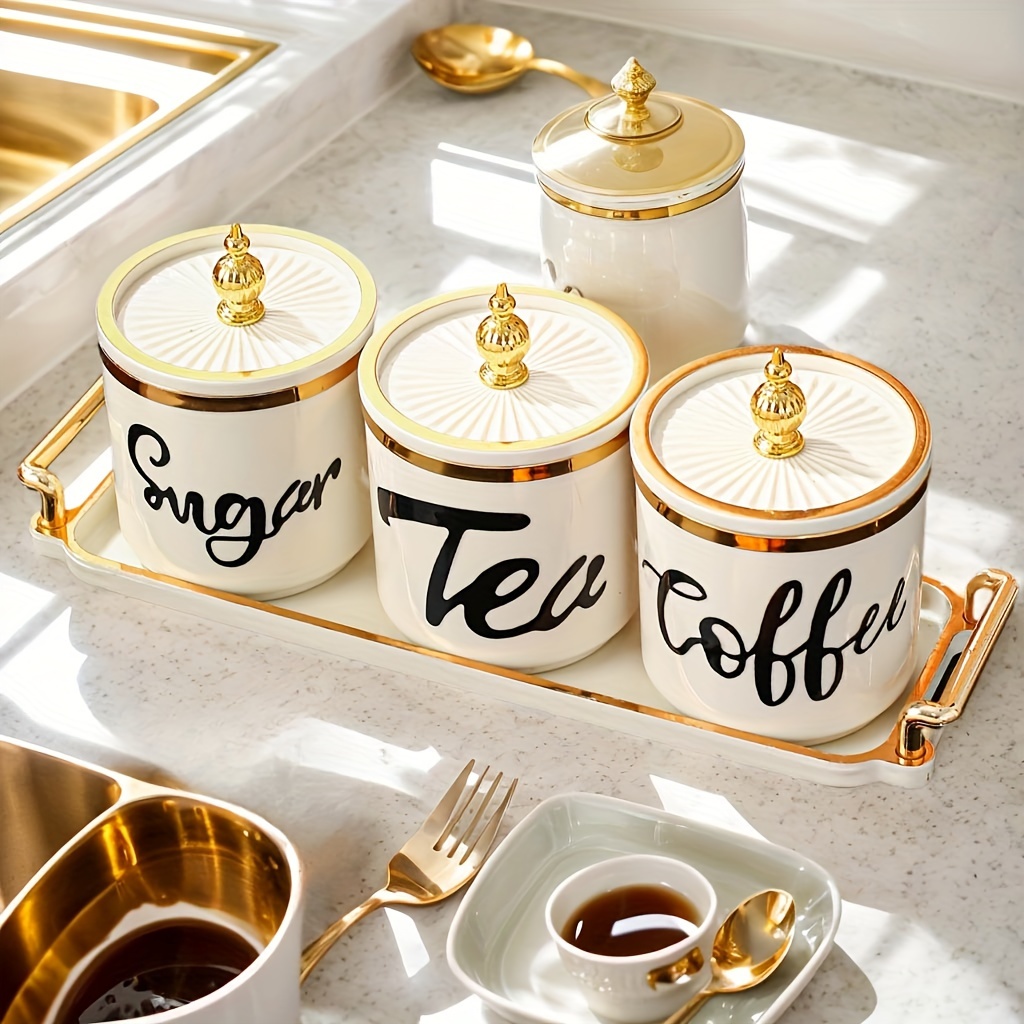 TEMU 3pcs/set (1 Plate, 3 Cans) Plastic Multifunctional Storage Cans, Sealed Cans, Living Room, Kitchen, Sealed Cans For Grains, Candies, Biscuits,