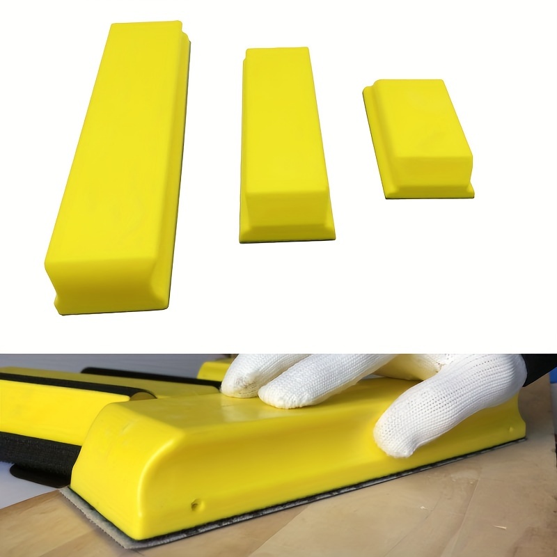 

3pcs Yellow Manual Sanding Block Hand Module Set, Rectangle Handheld Sanding Pad With Psa Backing, Flexible And Durable For Sanding Automotive Body Paint And Woodworking Furniture Sanding