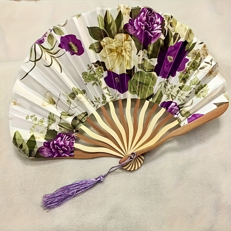 Elegant Wash Painting Folding Fan With Tassels - A Portable Chinese-style Dance Craft Fan, A Beautiful Accessory Suitable For Daily Use By Men And Women