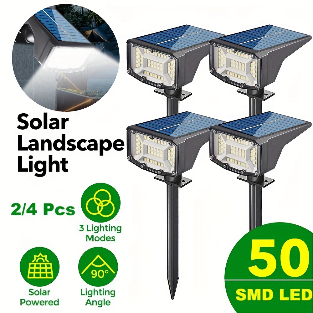 

2/4 Packs Solar Wall/floor Lamp, Solar Spotlight 50 Smd Led, Solar Lawn Lights Spot Lights, For Gardens, Courtyards, Balconies, Lawns, Roadsides, Parties