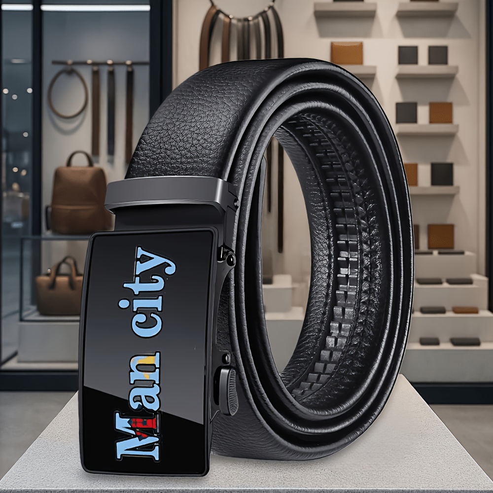 TEMU Premium All-match Solid Men's Novelty Belt, Daily Commute , Trendy Jeans With Belt, Unisex Casual Occasion Match, Exquisite Belt With Print