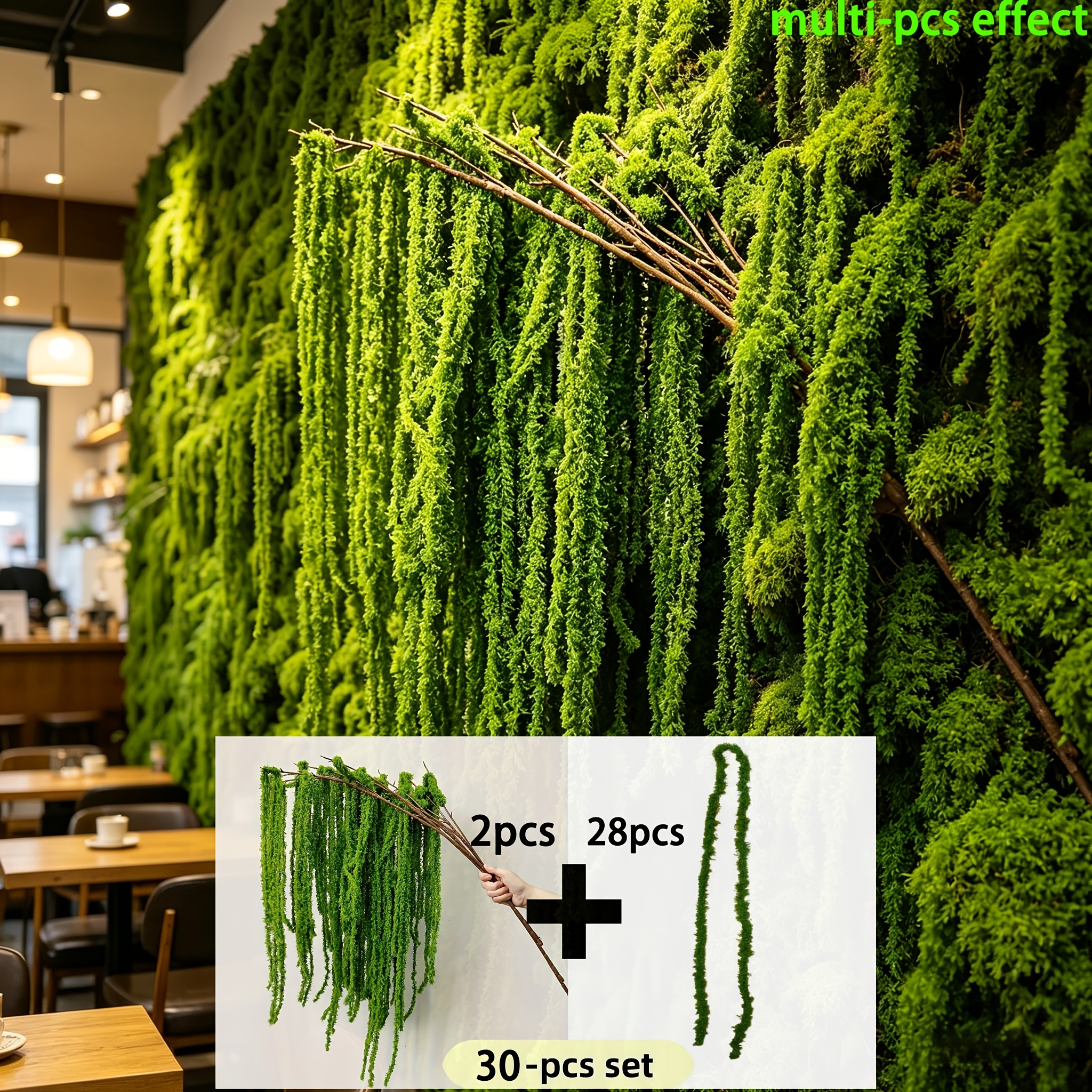 TEMU 30pcs Set - Artificial Amaranth Flowers - Elegant Green Wisteria Hanging Flowers, Suitable For Bohemian Home Decor, Parties, Wedding