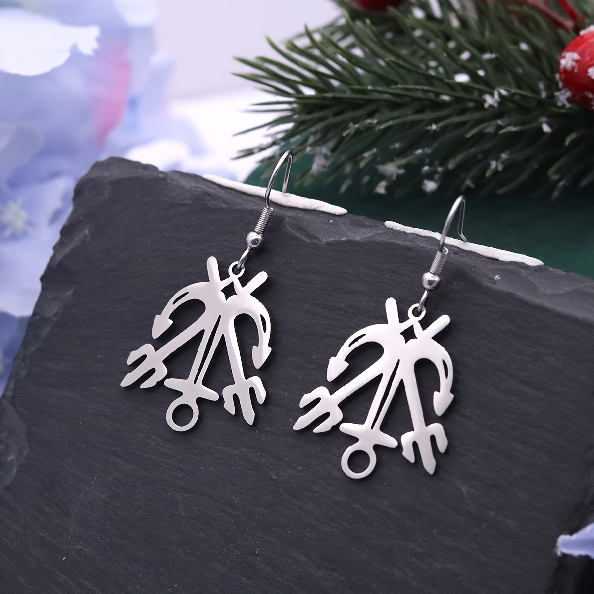 Women's Stainless Steel Anchor Dangle Earrings, Nautical Theme Jewelry