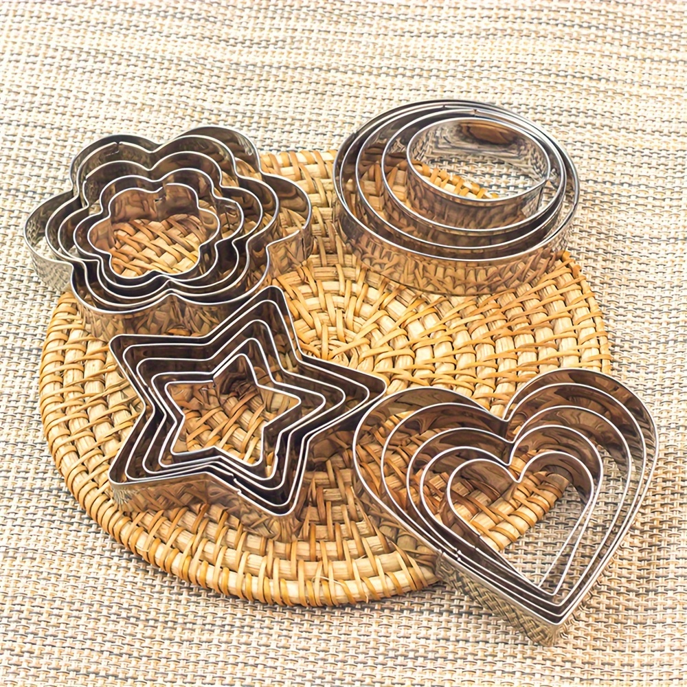 20pcs stainless steel cookie mold stainless steel baking mold five pointed star heart flower circle tiramisu cake mousse ring kitchen baking diy kitchen baking mold Product details 9
