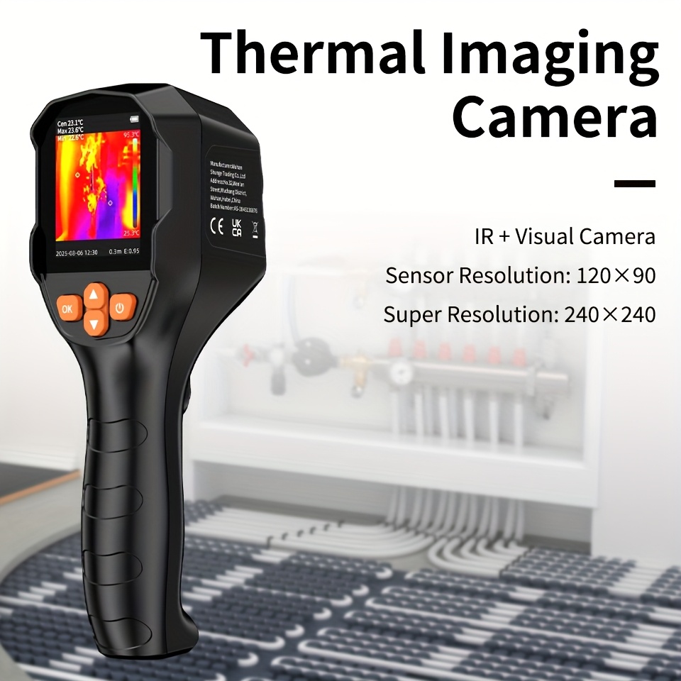   industrial infrared thermal imaging camera features a resolution of 120 x 90 ir and 240 x 240 super resolution   with   ir and visual cameras   of measuring temperatures from 20 c to 550 c