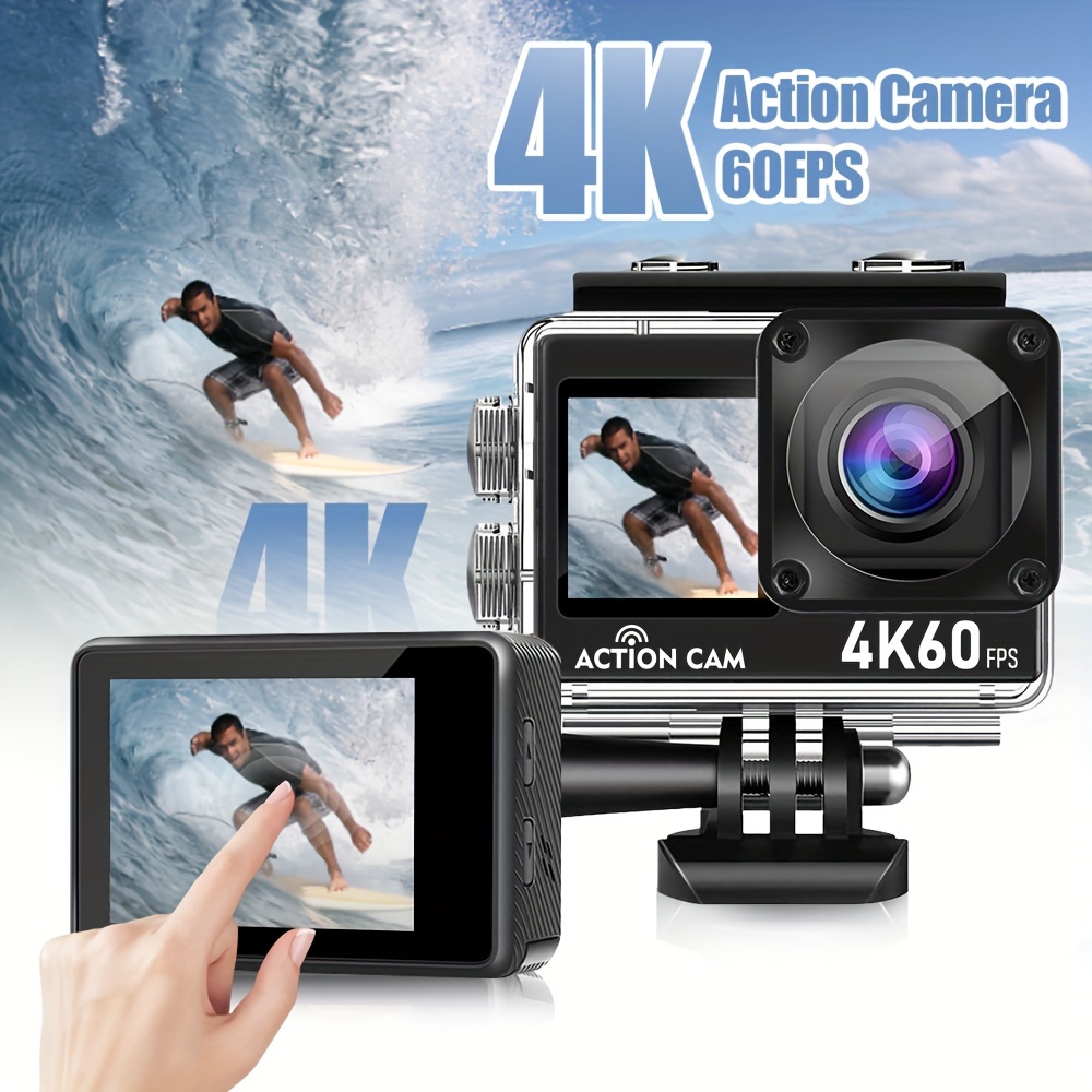 Action Camera 4K 20MP Sport Camera 40M Waterproof Underwater Camera Volg  Video Camera WIFI Wide Angle Helmet Camera EIS Stabilization Dual  Microphone 