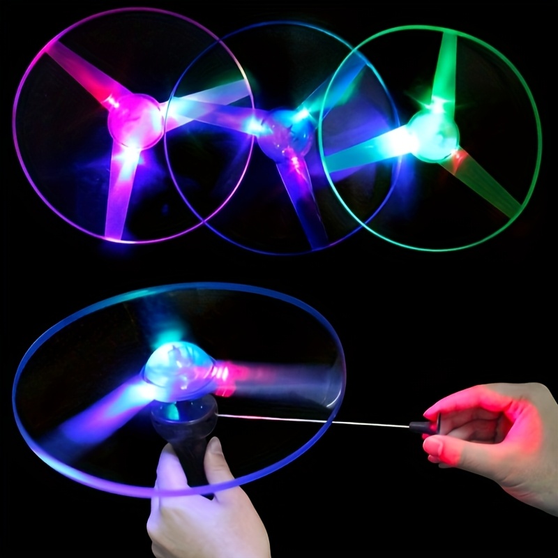 hand rope bamboo dragonfly flying disc flying saucer rotating will fly to pull outside boys toy luminous bamboo dragonfly flying disc launch aircraft toy details 1