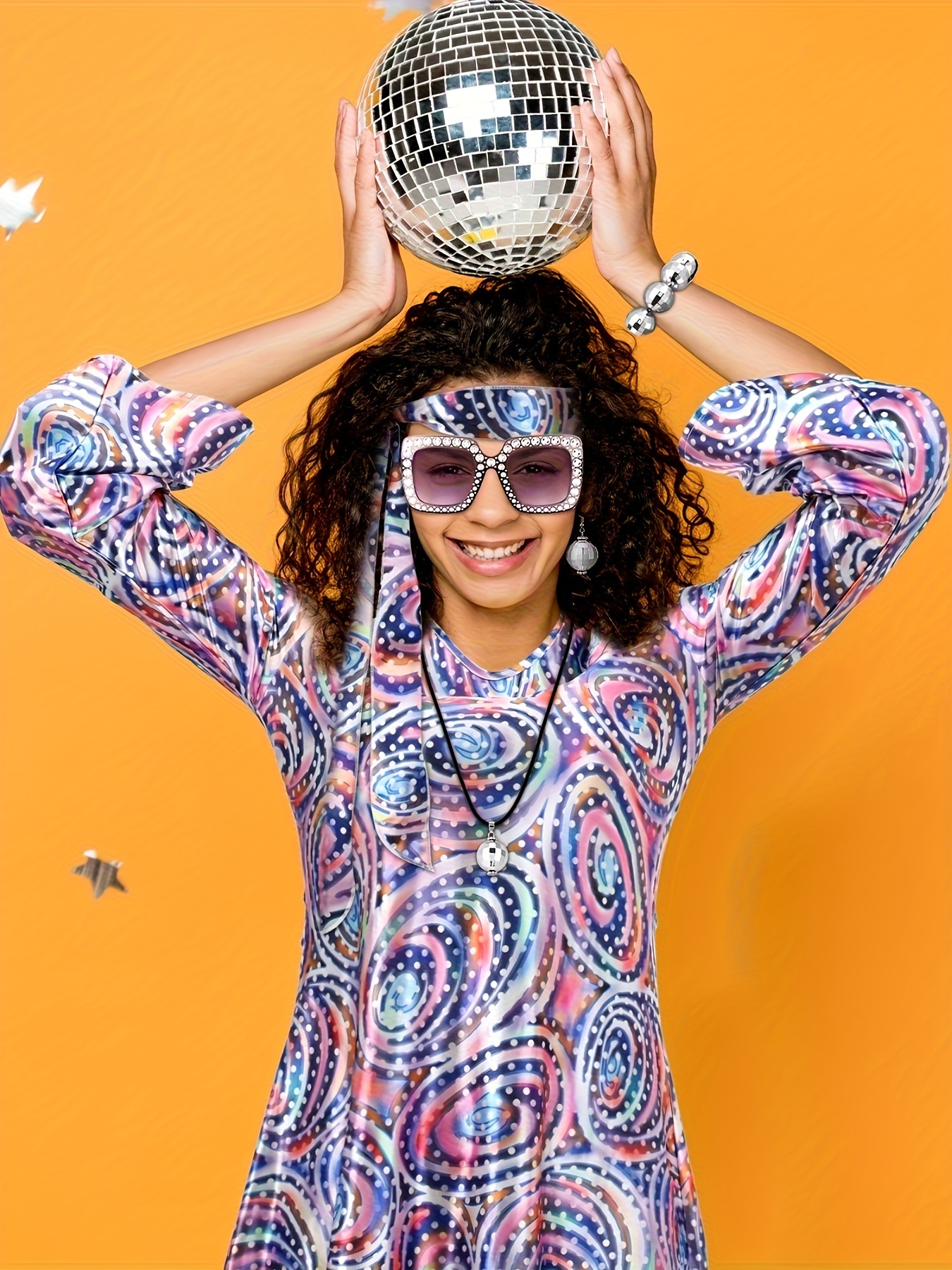 6 pcs women disco dress 70s dance costume disco ball jewelry - Temu