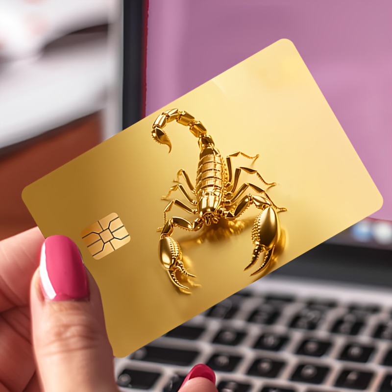 Metallic Scorpion Pattern Credit Card Sticker - Durable PVC, Non-Braided, Simple Style for Men's Fashion Accessories, Ideal for Bank Cards, Debit Cards, and Room Key Cards, Stylish Card Accessory|Bold Design|Durable PVC Material, Scorpion Decor