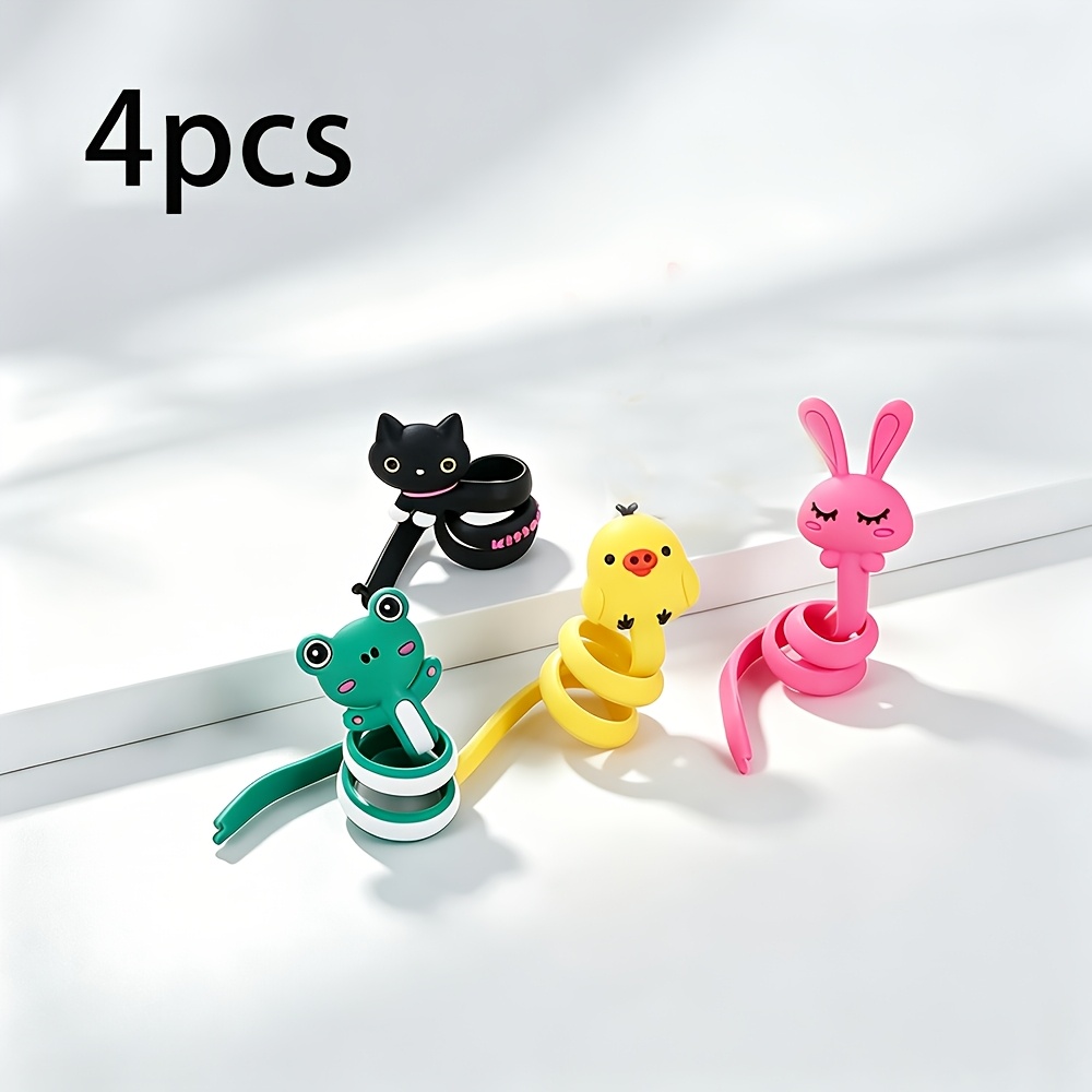 TEMU Juego de 4 organizadores de cables surtidos con forma de animales adorables - Enrollador de cables multifuncional para cables de , cables de