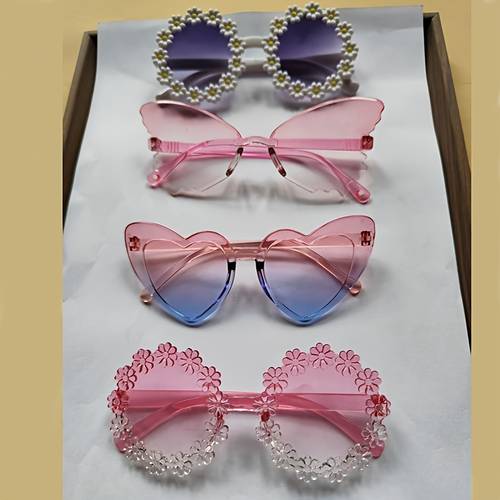 4pcs cute glasses petal glasses glasses love glasses