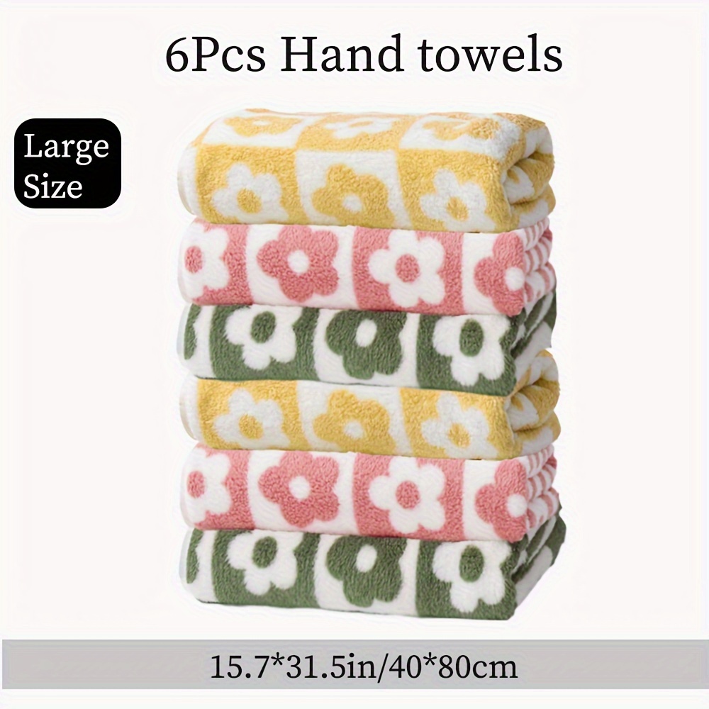 6pcs Floral Hand Towel Set - Microfiber, 300gsm, Absorbent & Comfortable For Shower, Gym, Hotel, Sauna - Options