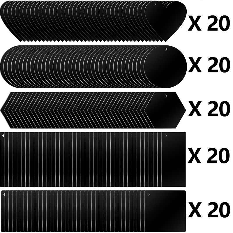 100/50pcs Acrylic Keychain Blanks Acrylic Transparent Pendants Includes Circle Rectangle And Hexagon Shaped Keychain Blanks For Crafts Projects (black)