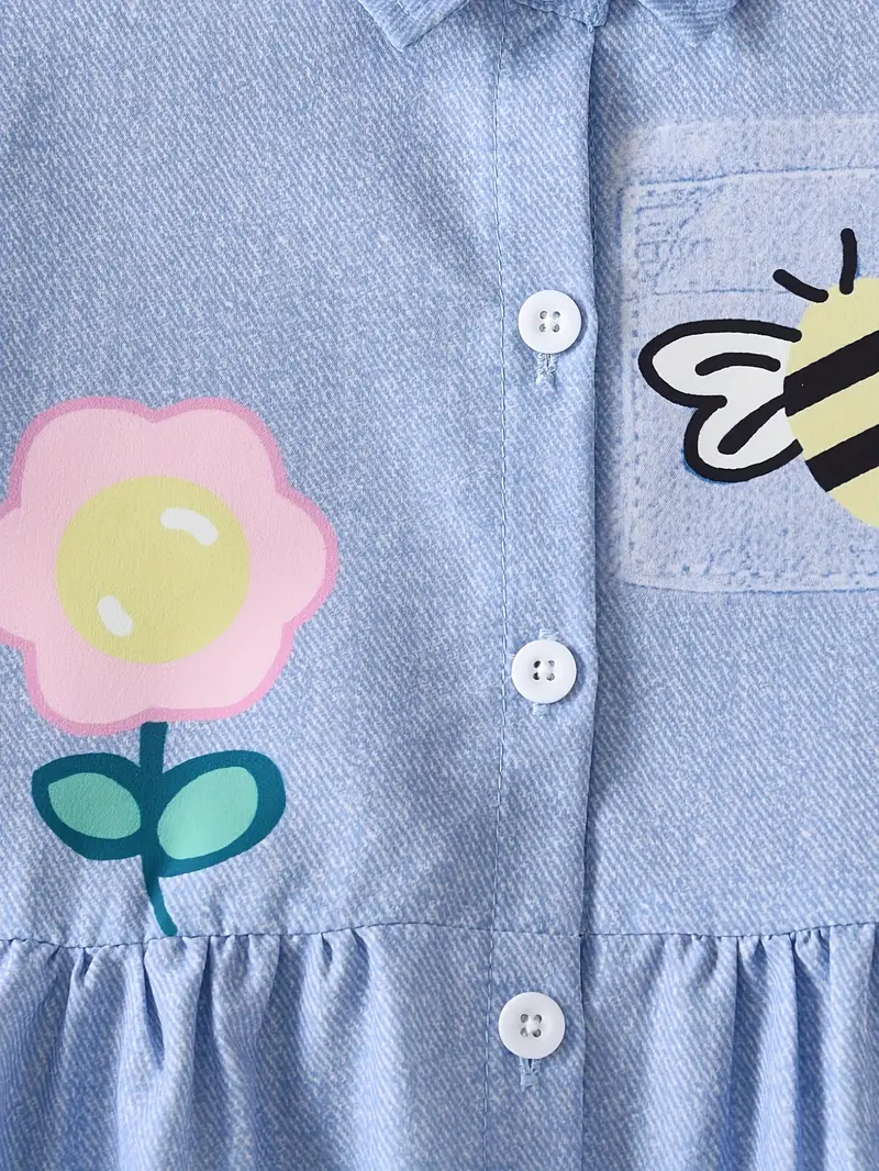 cute girl bee floral print long sleeved flared cuff button - Temu Qatar cute girl bee floral print long sleeved flared cuff button - Temu Qatar