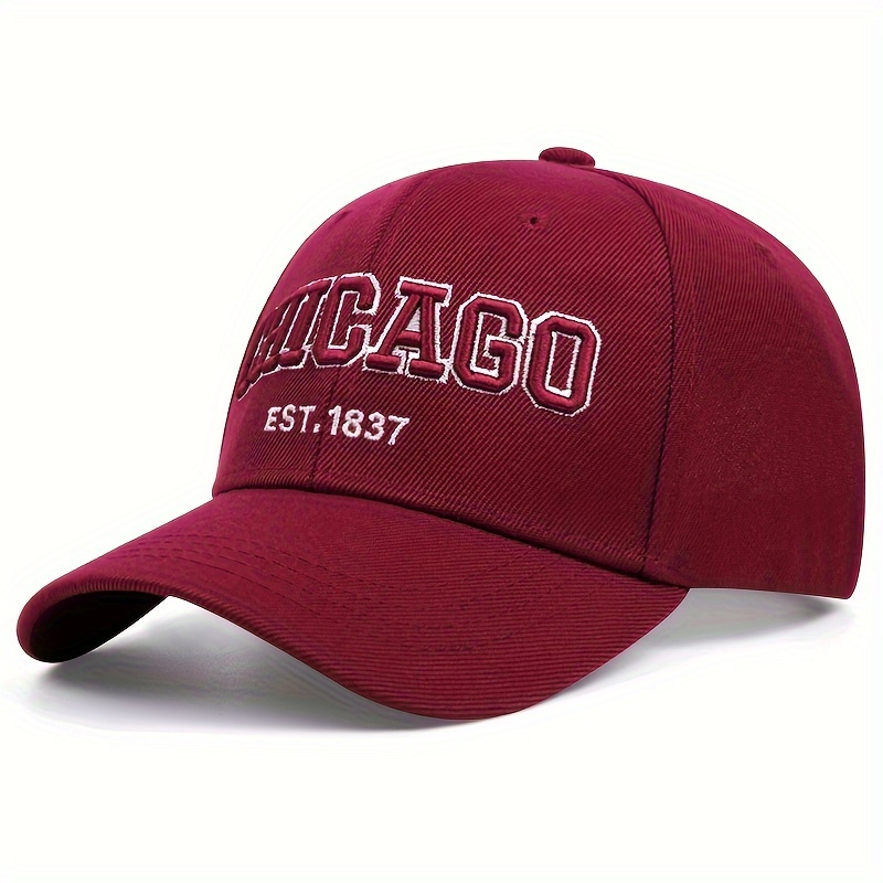 TEMU Gorra de béisbol de tejido duro con bordado de CHICAGO, estilo hip hop para hombre, de moda para mujer, ajustable, para deportes al