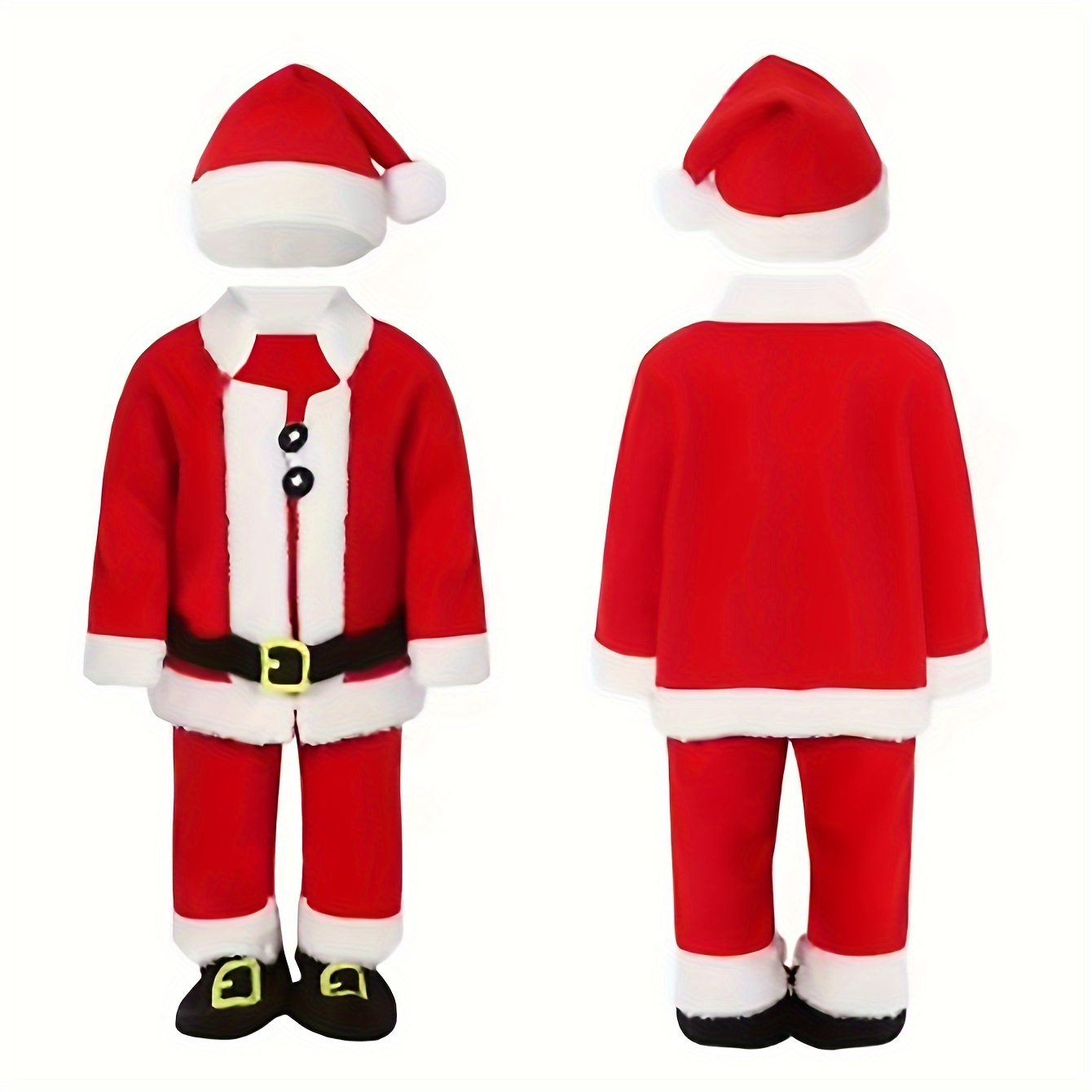Costume Père Noël Enfant 3 Pièces – Veste, Pantalon, Bonnet En Velours Rouge (unisexe, Tailles 6 Mois à 5 Ans)