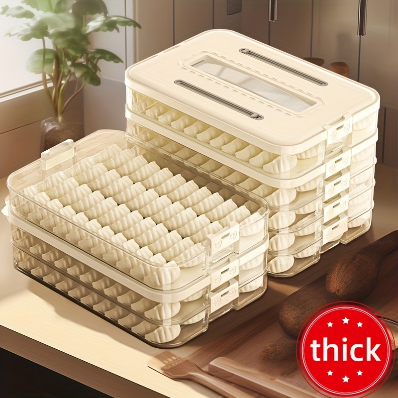 

4-layer Dumpling Storage Container Set, Plastic, Freezer Safe, Reusable, Flip Top Closure, Rectangular Pasta Organizer Box, Household Crisper For Quick- Foods - No Electricity Required