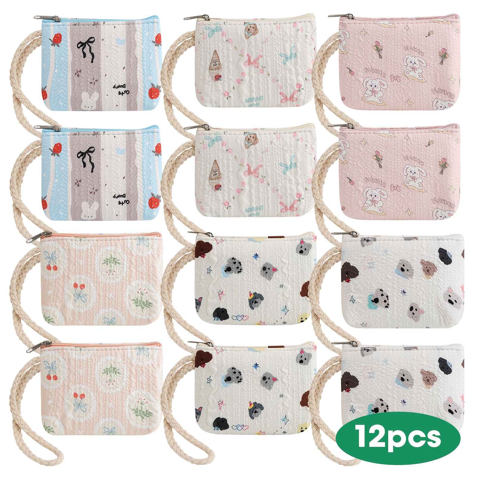TEMU 12pcs Cute Wristlet Coin Purses, Bags, Multifunctional Handheld Small Wallets, Versatile Gift Wrist Bag, Creative Mini Organizer