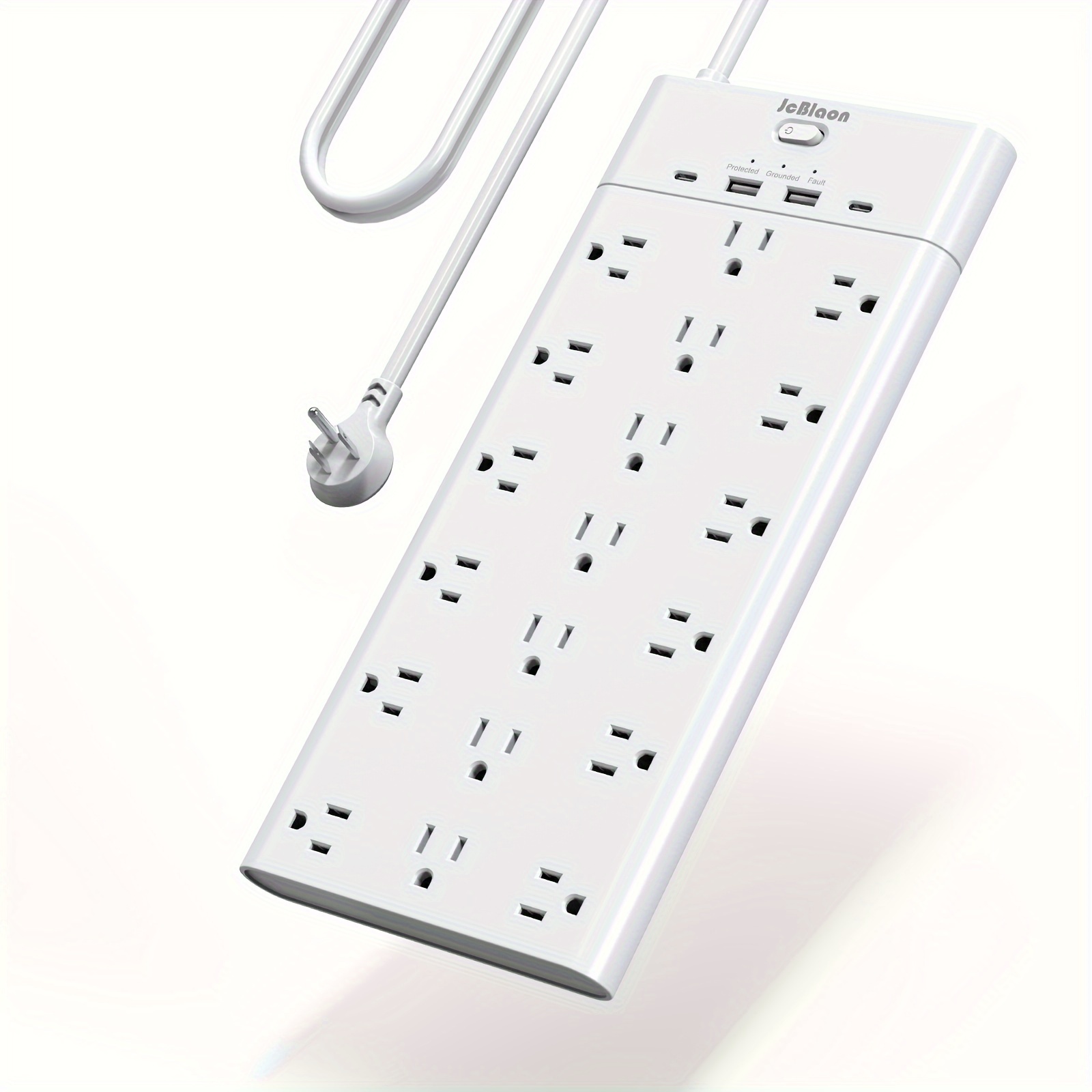 

Power Strip Protector, Jcblaon 19 Widely Spaced Outlets With 4 Usb Ports, 6ft Flat Plug Heavy Duty Extension Cord With Multiple Outlets, 1875w/15a, 2100j, Wall Mount Holes For Home, Office, Dorm