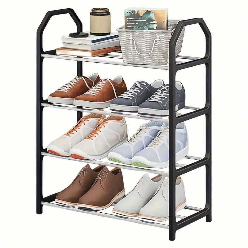 versatile sturdy 4 tier metal shoe rack easy assembly   organizer for home commercial use ideal for doorways bedrooms details 6