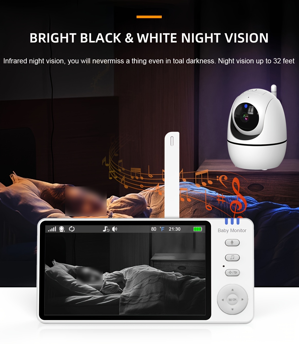 1pc   hd   camera with infrared night vision 720p video two way audio temperature detection   3500mah rechargeable battery pan tilt remote control compatible with smartphones details 3