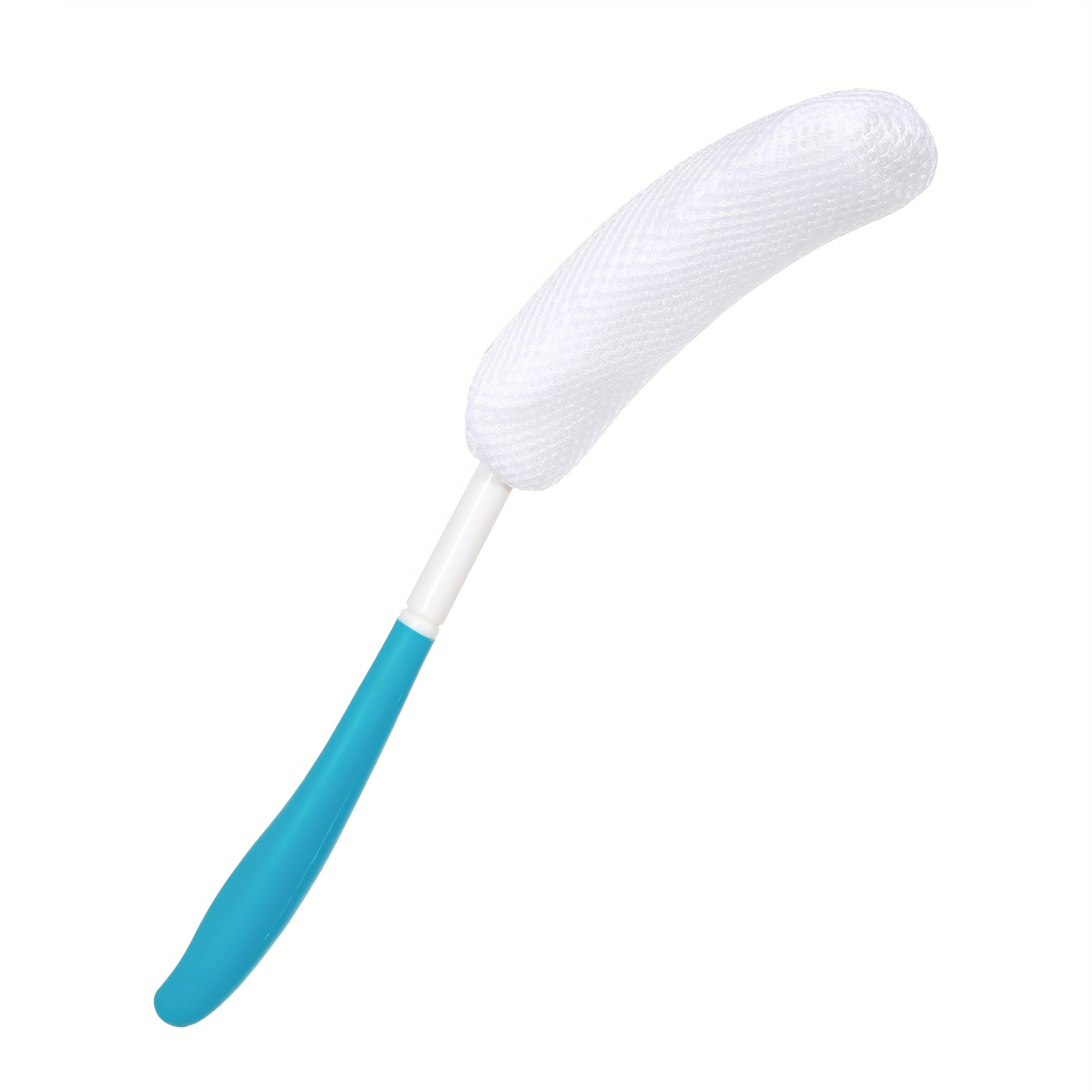 1pc long handle back scrubber shower brush non slip curved   bristles for   gentle exfoliation white with blue accent   beige scrubber curved handle brush comfortable use Product details 0